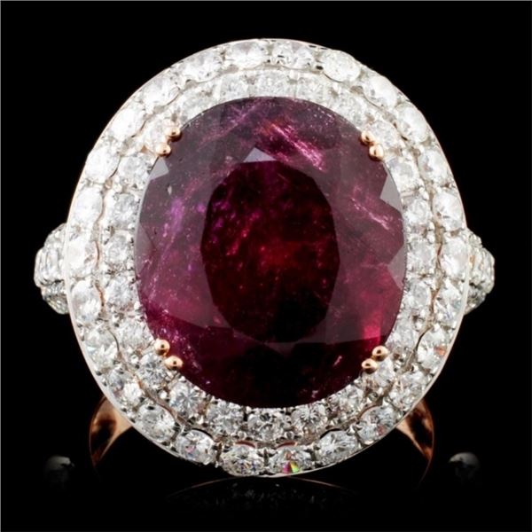 18K Gold 9.32ct Tourmaline & 2.16ct Diamond Ring