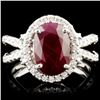 Image 1 : 14K Gold 3.53ct Ruby & 0.90ctw Diamond Ring