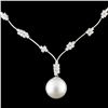 Image 2 : 18K Gold 14MM Pearl & 1.82ctw Diamond Necklace