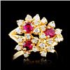 Image 1 : 14K Gold 0.88ct Ruby & 0.41ctw Diamond Ring