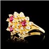 Image 2 : 14K Gold 0.88ct Ruby & 0.41ctw Diamond Ring