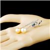 Image 2 : 18K Gold 11.00MM Pearl & 0.76ctw Diamond Earrings