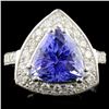 Image 1 : 14K Gold 4.42ct Tanzanite & 0.66ctw Diamond Ring