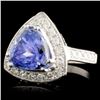 Image 2 : 14K Gold 4.42ct Tanzanite & 0.66ctw Diamond Ring