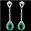 Image 1 : 18K Gold 6.25ctw Emerald & 1.15ctw Diamond Earring