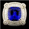 18K Gold 9.30ct Tanzanite & 3.13ctw Diamond Ring