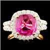 Image 1 : 18K Gold 3.49ct Sapphire & 1.10ctw Diamond Ring