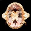 Image 1 : 14K Gold 8.34ct Morganite & 0.70ctw Diamond Ring