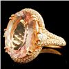 Image 2 : 14K Gold 8.34ct Morganite & 0.70ctw Diamond Ring