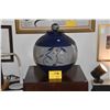 Image 1 : LARGE THROWN CERAMIC OVOID JAR W/COVER; SIGNED BY ARTIST (18 1/2" X 14 1/2")