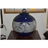 Image 2 : LARGE THROWN CERAMIC OVOID JAR W/COVER; SIGNED BY ARTIST (18 1/2" X 14 1/2")