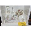 Image 1 : MIXED LOT: PERFUME BOTTLES, NIPPON TRAY & COTTON HOLDER, CUP & SAUCER & GLASS KEWPIE DOLL (7 PCS)