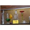 Image 1 : MIXED LOT: LALIQUE RING HOLDER, SASAKI CHAMPAGNE FLUTES, CANDLE HOLDER, VASE & DECANTER, ETC. (7 PCS