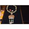 Image 1 : ANTIQUE BEAD NECKLACE W/CRANE & FLORAL PENDANT BY SHANGHAI TANG