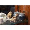 Image 2 : ASSORTED FIGURINES, GLASS EGG, COVERED JARS, ETC. (15 PCS)