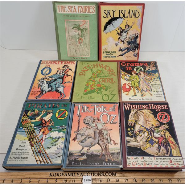 LOT OF 8 - OZ SERIES BY L. FRANK BAUM - INCL  SKY ISLAND  &  THE SEA FAIRIES 