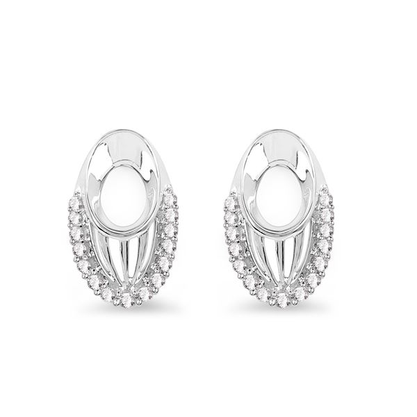 Elliptical-Shaped Diamond Earrings.