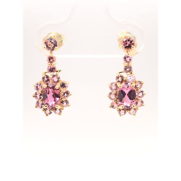 Pink Tourmaline Dangling Earrings
