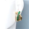 Image 1 : Emerald and Yellow Gold French Clip Earrings