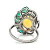 Image 3 : Opal Ring with Sweeping Emerald & Diamond Halo