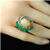Image 7 : Opal Ring with Sweeping Emerald & Diamond Halo