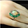 Image 8 : Opal Ring with Sweeping Emerald & Diamond Halo