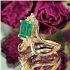 Image 1 : Emerald-Cut Emerald and Diamond Chevron Ring