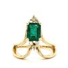 Image 3 : Emerald-Cut Emerald and Diamond Chevron Ring