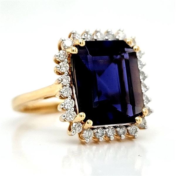 Incredible Iolite and Diamond Halo Ring