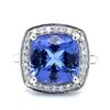 Image 2 : Cushion-Cut Tanzanite and Diamond Frame Ring