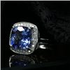 Image 4 : Cushion-Cut Tanzanite and Diamond Frame Ring