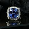Image 5 : Cushion-Cut Tanzanite and Diamond Frame Ring