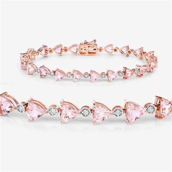 Trilliant-Cut Morganite and Diamond Line Bracelet