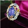Image 2 : Dynamic Tanzanite, Fancy Sapphire, & Diamond Ring