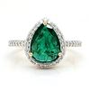 Image 4 : c---Pear-Cut Zambian Emerald and Diamond Halo Ring