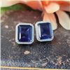Image 1 : Octagonal-Cut Iolite and Diamond Halo Earrings