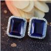 Image 2 : Octagonal-Cut Iolite and Diamond Halo Earrings