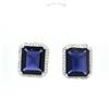 Image 4 : Octagonal-Cut Iolite and Diamond Halo Earrings