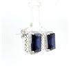 Image 5 : Octagonal-Cut Iolite and Diamond Halo Earrings