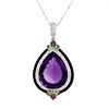Image 2 : Amethyst, Sapphire, Ruby, Diamond, Enamel Necklace