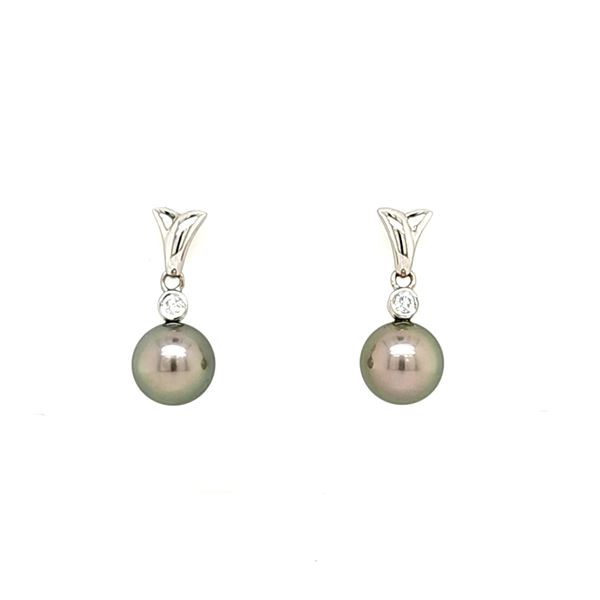 Tahitian Pearl and Diamond Drop Earrings