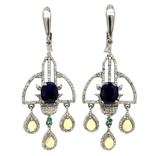 Sapphire-Emerald-Opal & Diamond Statement Earrings