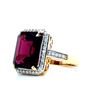 Image 1 : Octagonal-Cut Rhodolite Garnet & Diamond Halo Ring