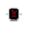 Image 2 : Octagonal-Cut Rhodolite Garnet & Diamond Halo Ring