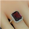 Image 9 : Octagonal-Cut Rhodolite Garnet & Diamond Halo Ring