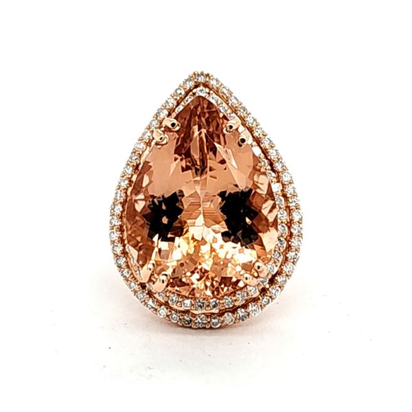 Maximalist Pear-Shaped Morganite and Diamond Ring