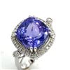 Image 1 : Cushion-Cut Tanzanite and Diamond Halo Ring