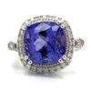 Image 2 : Cushion-Cut Tanzanite and Diamond Halo Ring
