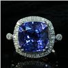 Image 6 : Cushion-Cut Tanzanite and Diamond Halo Ring
