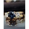 Image 2 : Estate Blue Sapphire and Diamond Three-Stone Ring